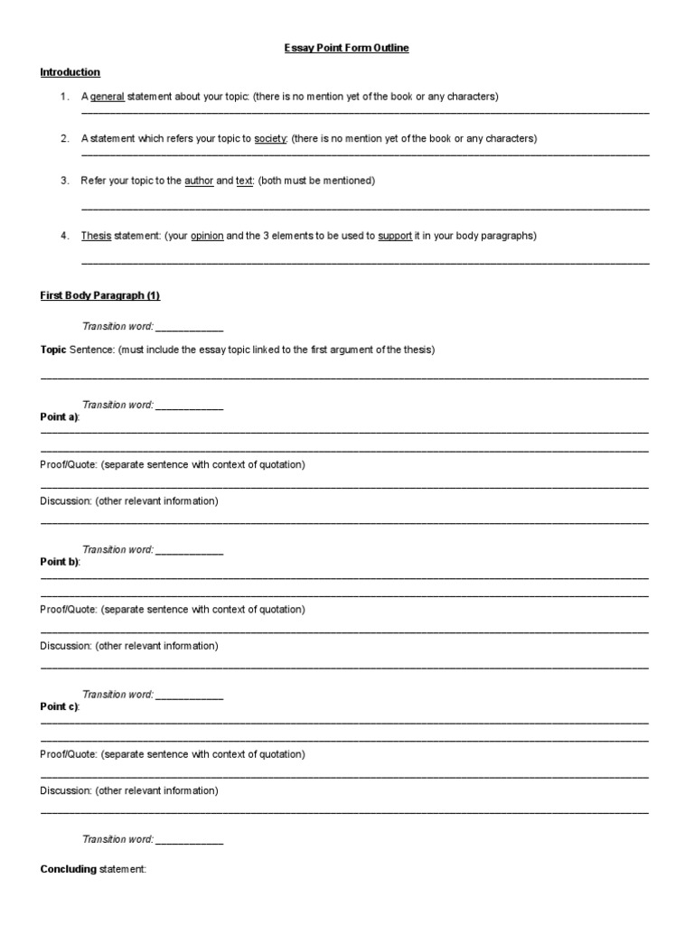 Essay Point Form Outline Juliet Linguistics