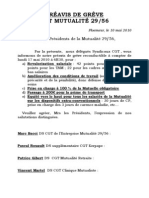 Préavis de Grève CGT Mutualité 29/56