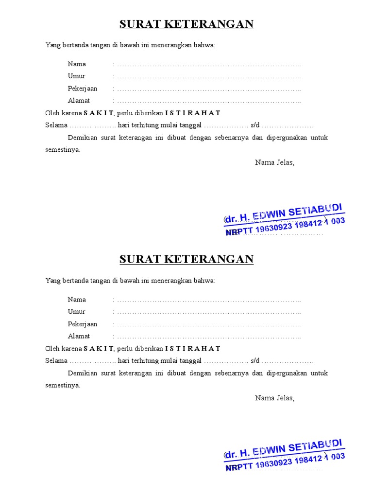 Contoh Surat Dokter