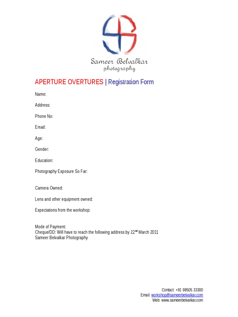 Aperture Overtures Registration Form | PDF