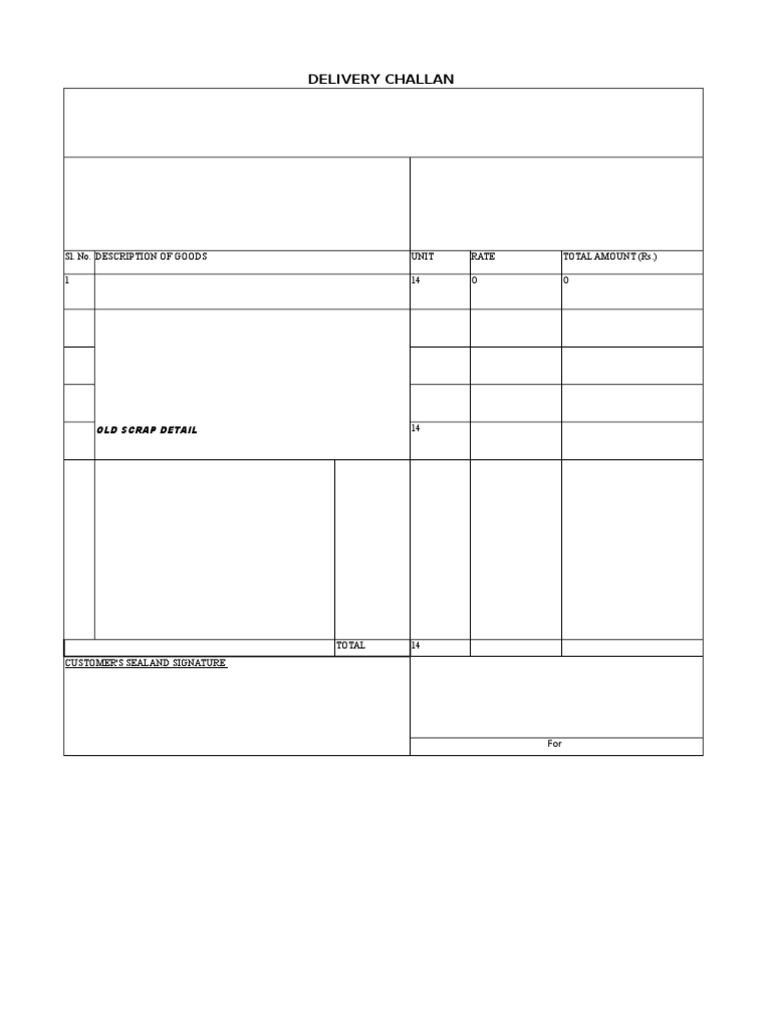 Material Delivery Challan PDF