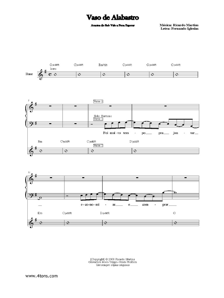 Vaso De Alabastro Partitura Pdf