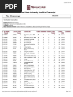 Missouri State University Unofficial Transcript