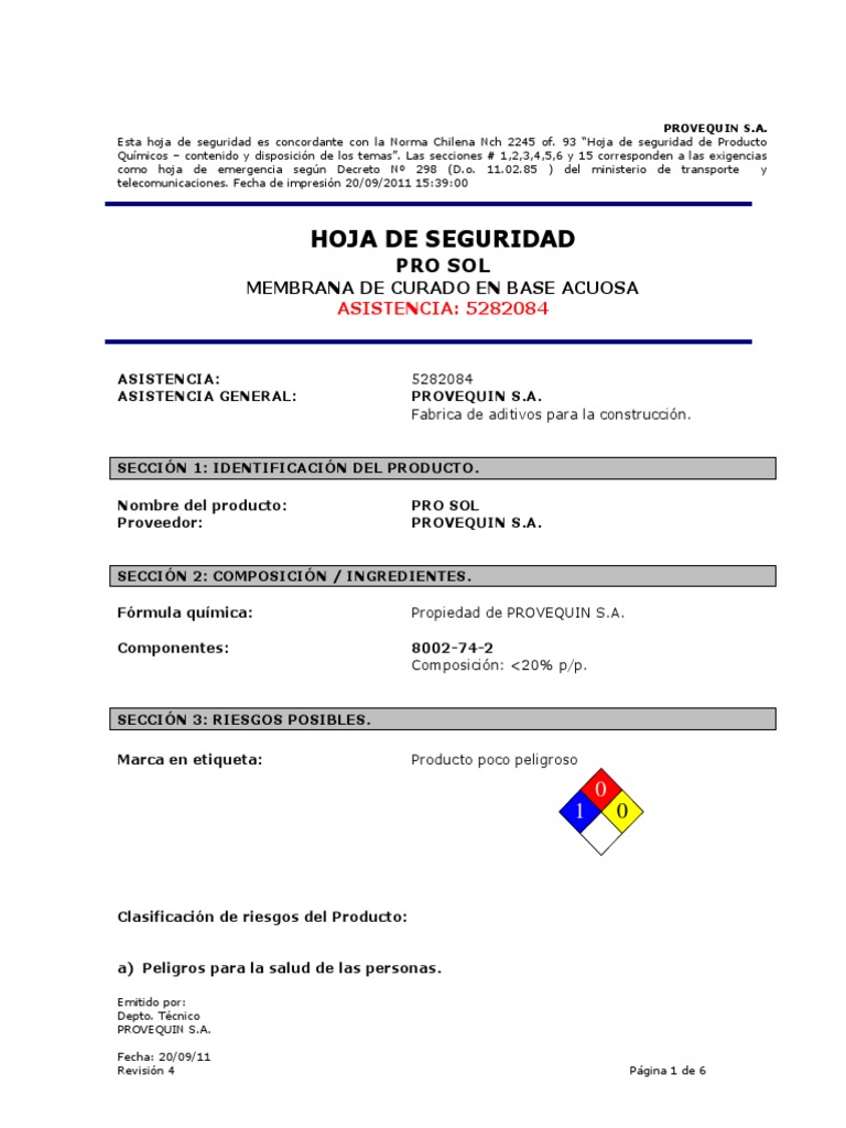 Hoja seguridad pro_sol.pdf Toxicity