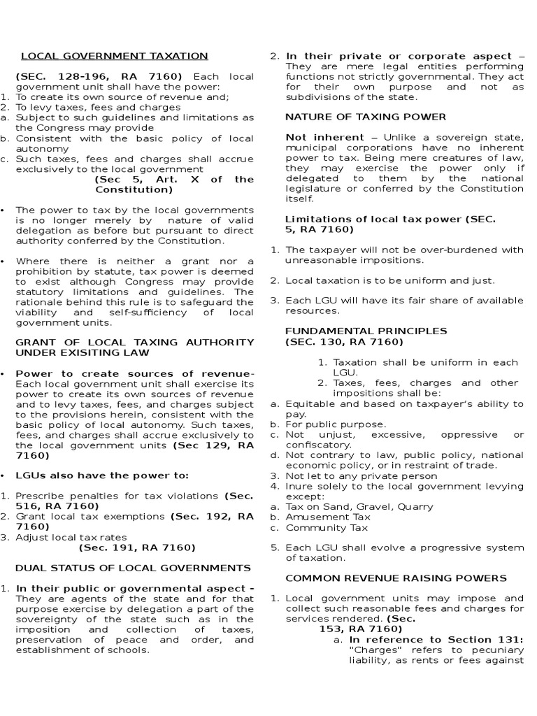 Local Government Taxation in the Philippines | PDF | Fee | Local Government