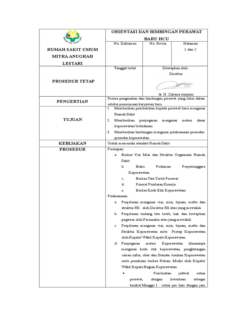 SOP Orientasi Karyawan Baru | PDF