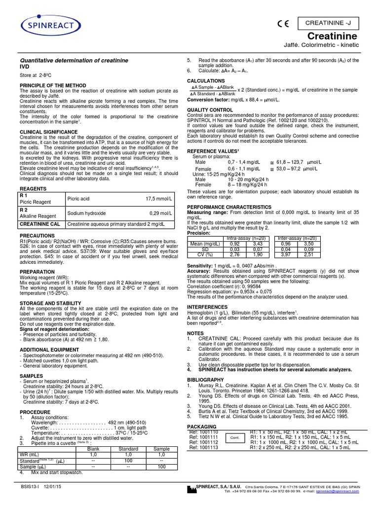 Quantitative Determination of Creatinine via the Jaffé Method A Guide