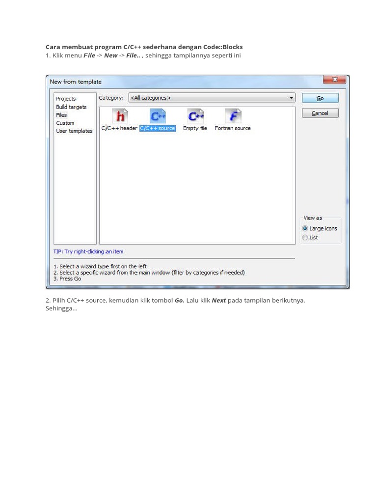 Program C/C++ Sederhana di Code::Blocks | PDF