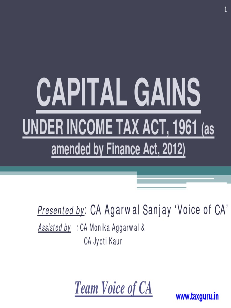 Capital Gains Under Tax Act Capital Gains Tax Depreciation
