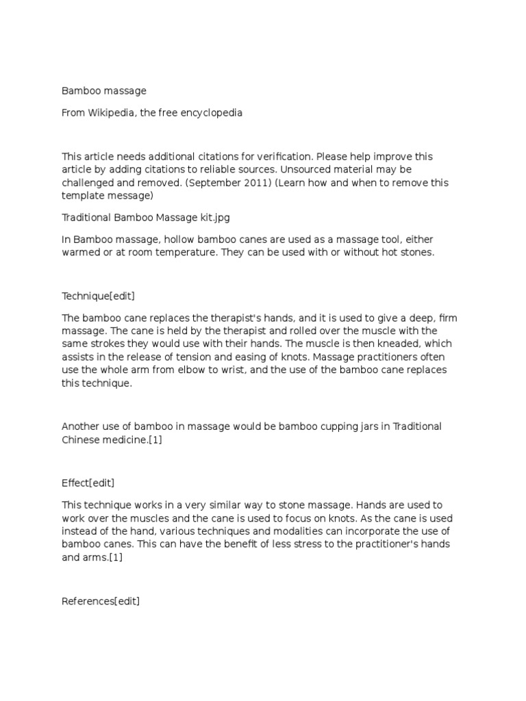 Bamboo Massage PDF Massage Wikipedia