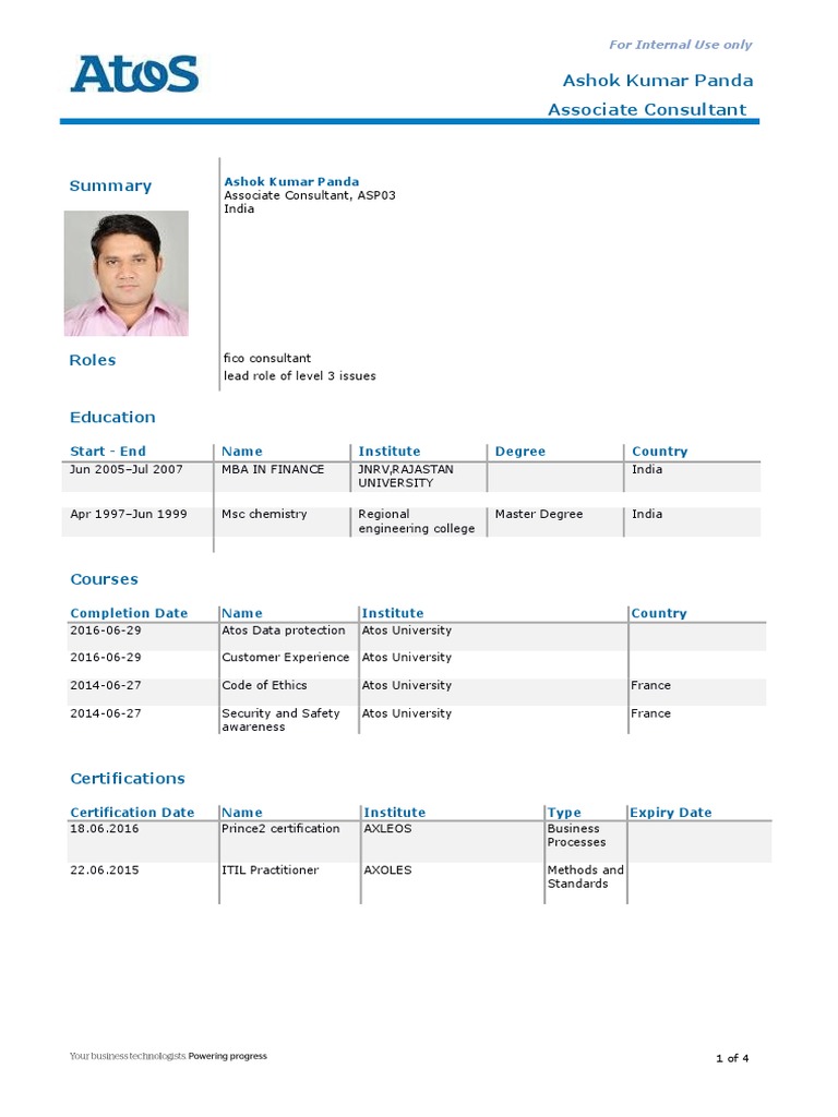 Ashok Kumar Panda FULL CV PDF Itil Consultant