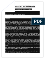 Holiday Homework: AIM: To Study of Diffusion of Solids in Liquid