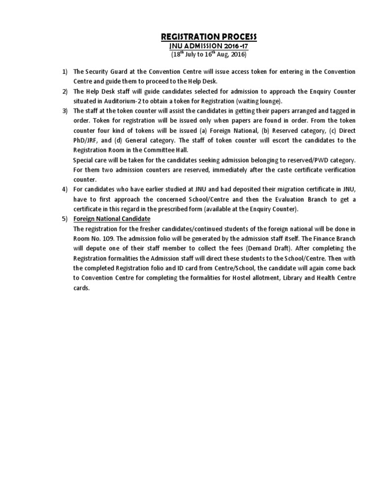 Registration Process 2016 | PDF