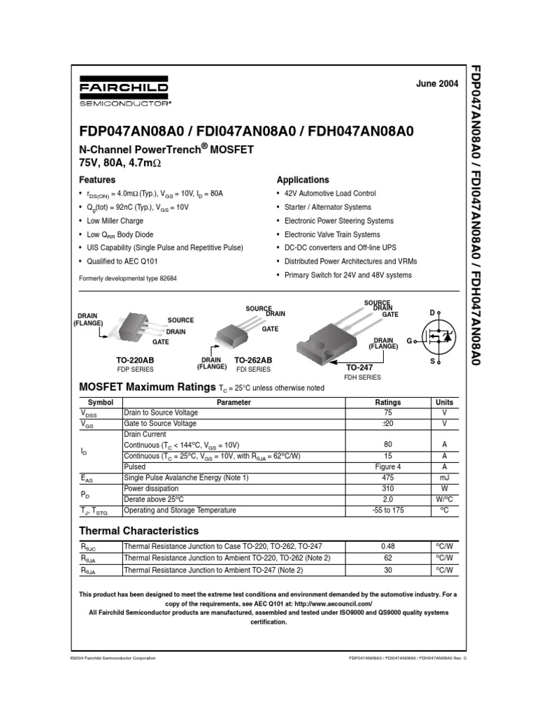 Data Sheet | Field Effect Transistor | Mosfet