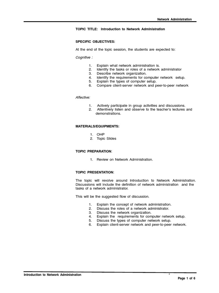 Week 2 Sessions 4 6 Introduction To Network Administration | PDF ...