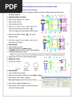 Insertion Dun Dessin Autocad Dans Un Document Word