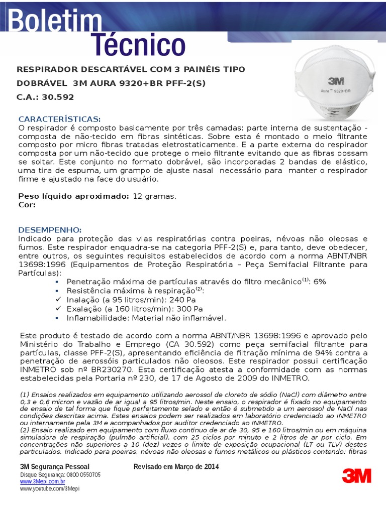 Respirador 3m Aura 93 Br 14 Respiracao Amianto