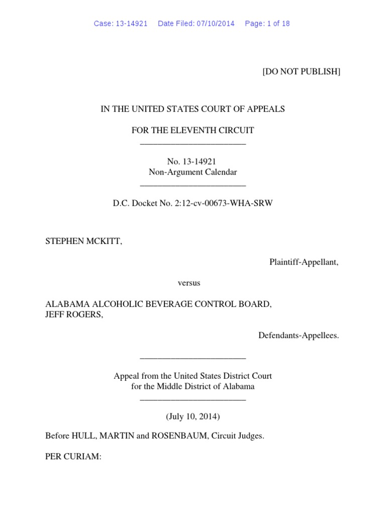 Stephen McKitt v. Alabama Alcoholic Beverage Control Board, 11th Cir
