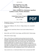 45 Fair Empl - Prac.cas. 1246, 45 Empl. Prac. Dec. P 37,714 Charles Roberts v. Gadsden Memorial Hospital, Gadsden County, Florida, 835 F.2d 793, 11th Cir. (1988)