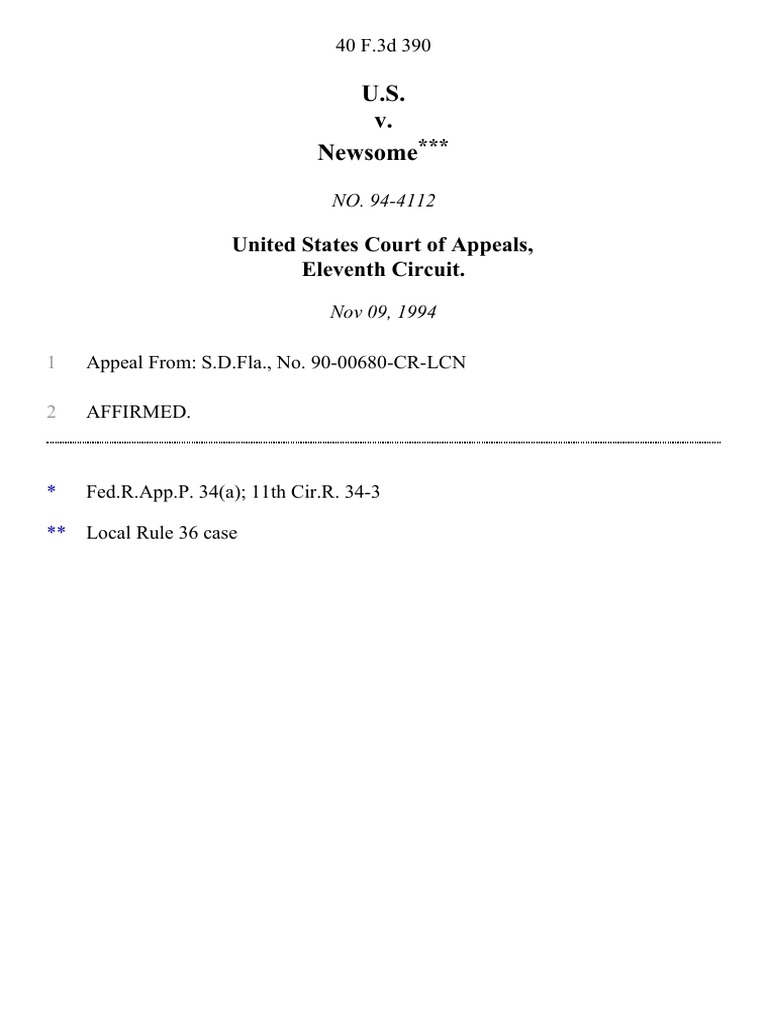 United States v. Newsome, 40 F.3d 390, 11th Cir. (1994) PDF