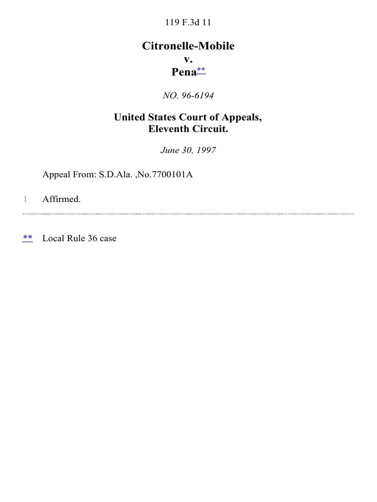 CitronelleMobile v. Pena, 119 F.3d 11, 11th Cir. (1997) PDF