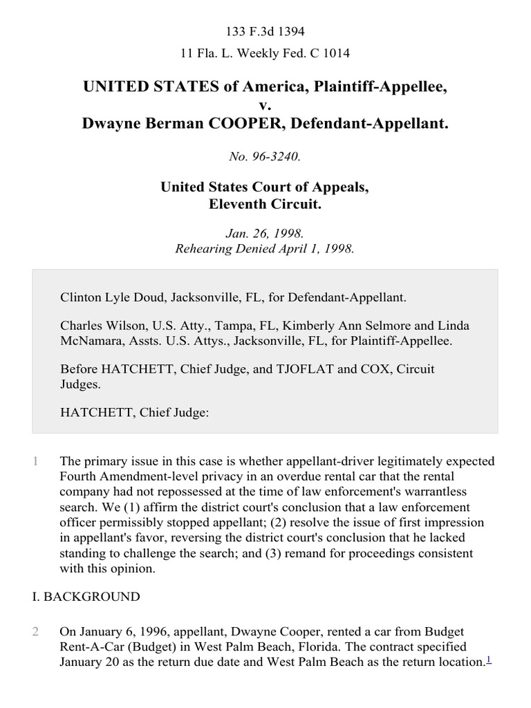 Fourth Amendment Privacy in Rental Cars | PDF | Search And Seizure ...