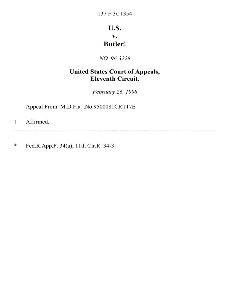 United States v. Butler, 137 F.3d 1354, 11th Cir. (1998) | PDF