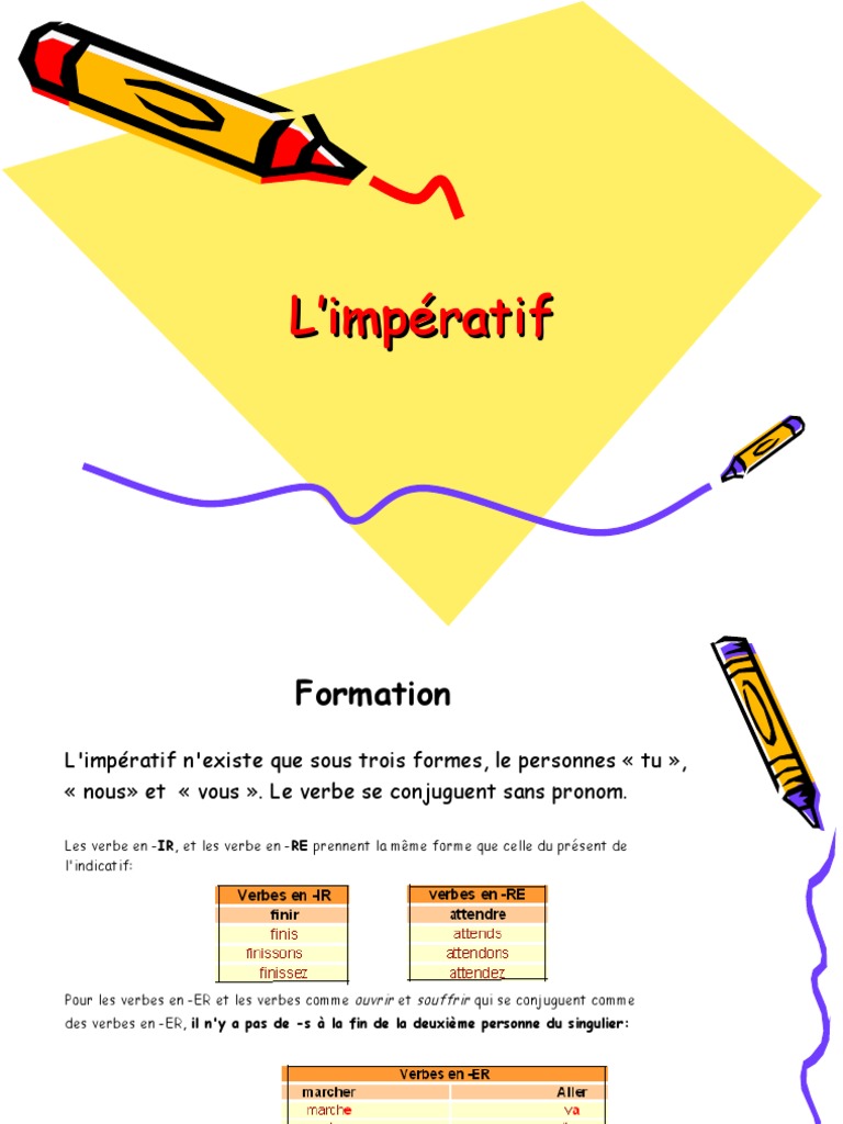 Attendre Imperatif L'impératif | PDF