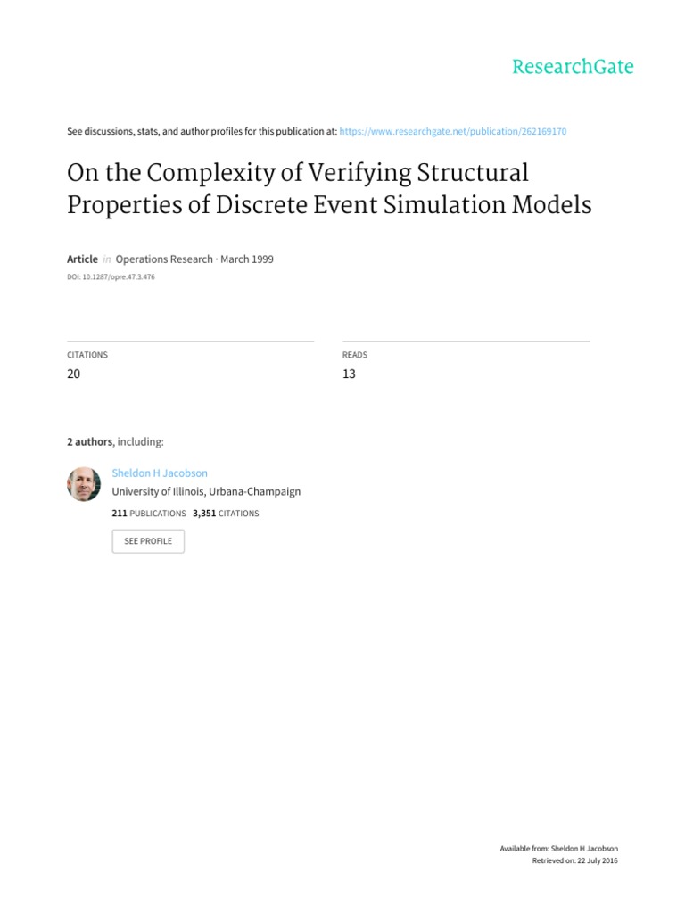 Complexity of Discrete Event Simulation | PDF | Time Complexity ...