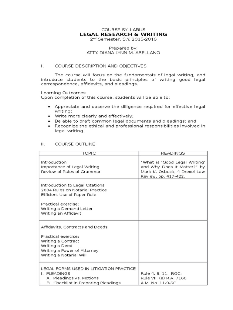 Legal syllabus essay image