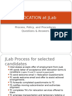 Relocation at Jlab: Process, Policy, and Procedures Questions & Answers
