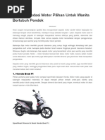Download 7 Rekomendasi Motor Pilihan Untuk Wanita Bertubuh Pendekdocx by John Gozal SN319403099 doc pdf
