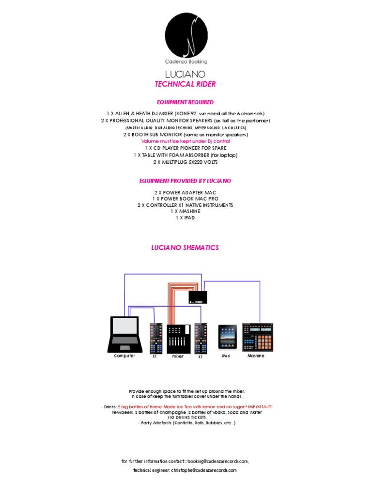 Luciano's 2020 DJ Technical Rider | PDF