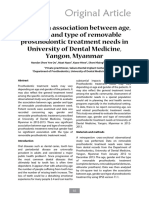 A Study On Association Between Age Gender and Type of Prosthodontic Treatment