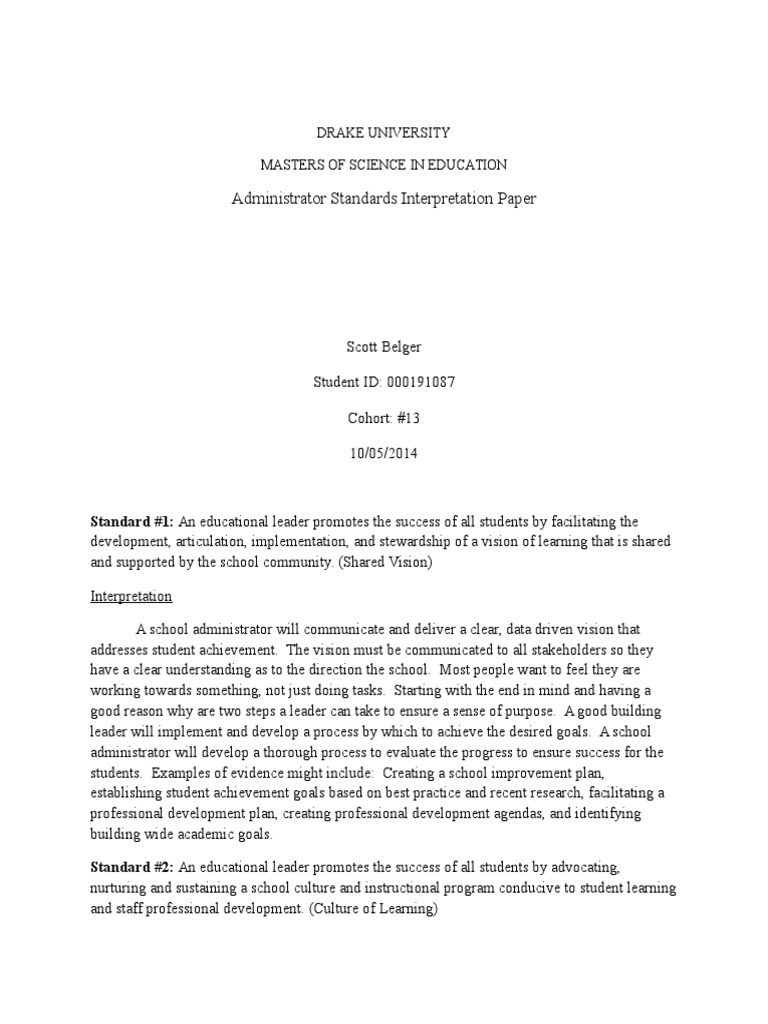 Standards Reflection | PDF | Community | Leadership