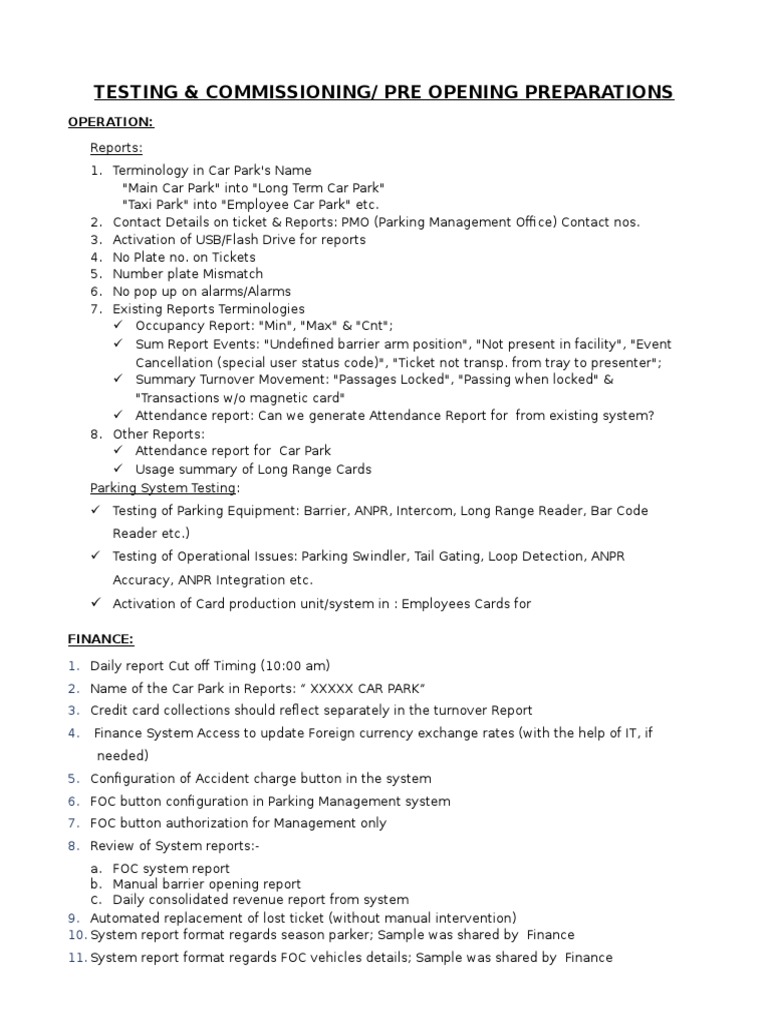 Car Park Testing and Commissioning Guide | PDF
