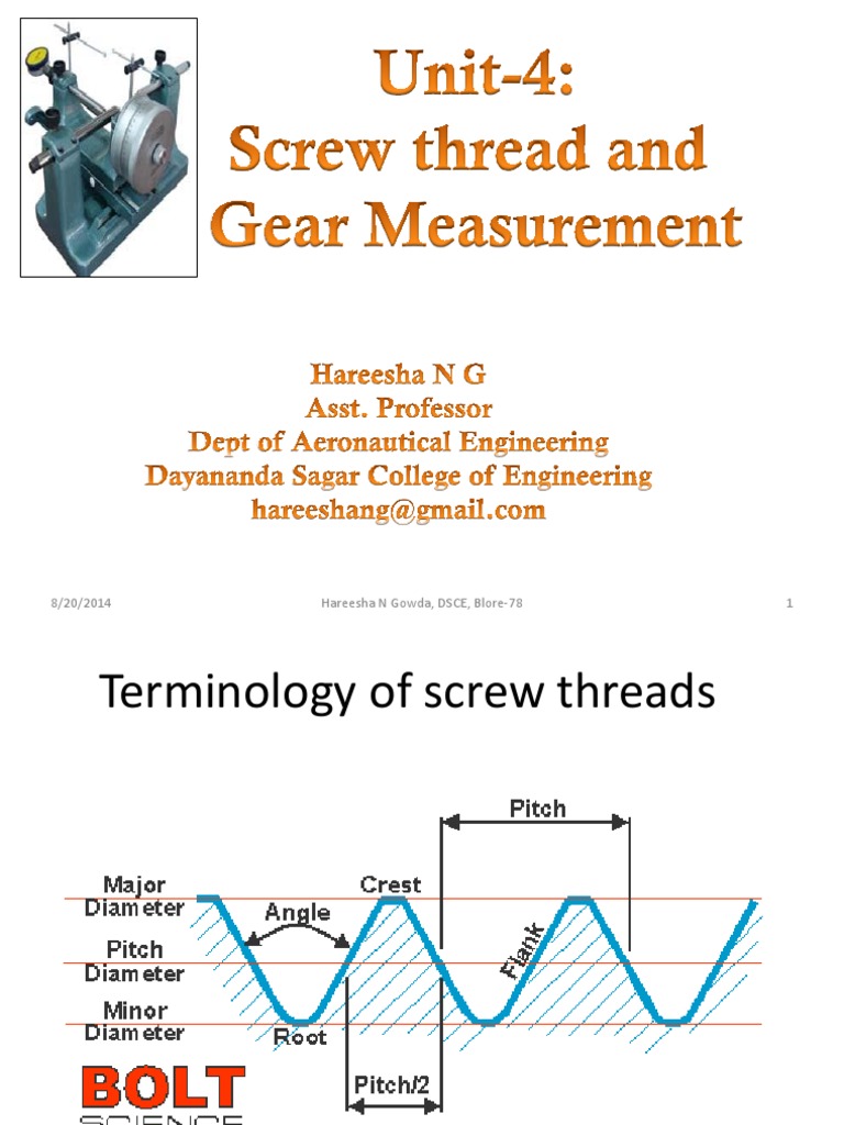 Screw Thread Measurement Techniques | PDF | Gear | Screw