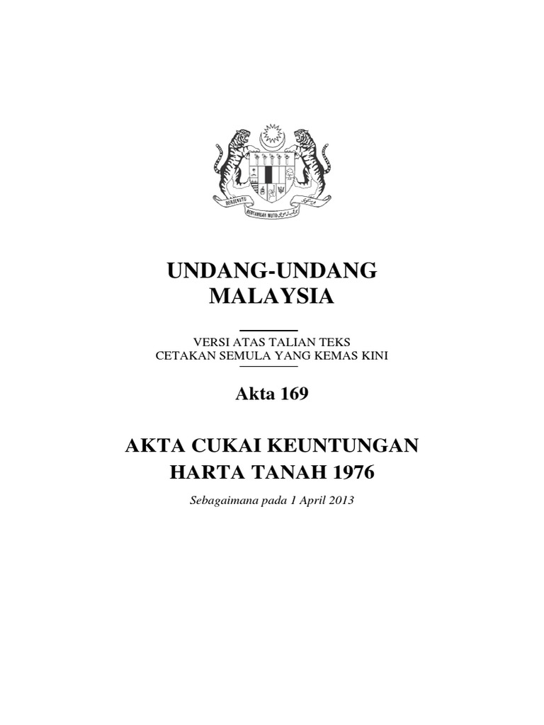 Akta 169 - Akta Cukai Keuntungan Harta Tanah 1976.pdf
