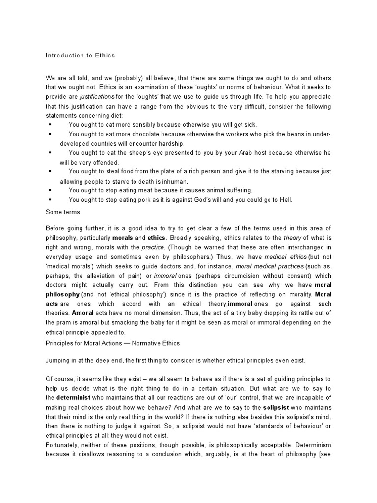 Introduction To Ethics | PDF | Reason | Relativism