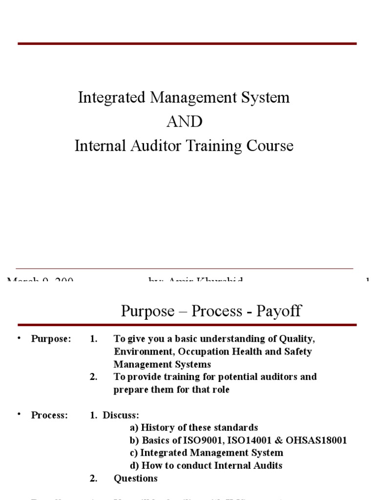 Integrated Management System Auditor Training | PDF | Audit | Internal ...