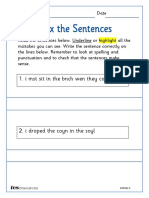 Fix The Sentences - Worksheets With Ruled Lines