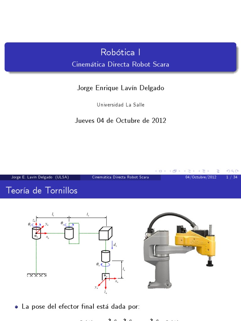 cinematica directa robot scara | Álgebra | Maquinas