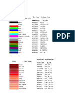 RGB Color Table: Color HTML / Css Name Hex Code #RRGGBB Decimal Code (R, G, B)