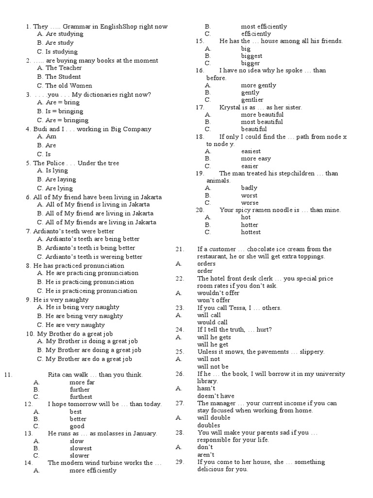 Present Continuous Tense Exercises | PDF | Verb | Syntactic Relationships