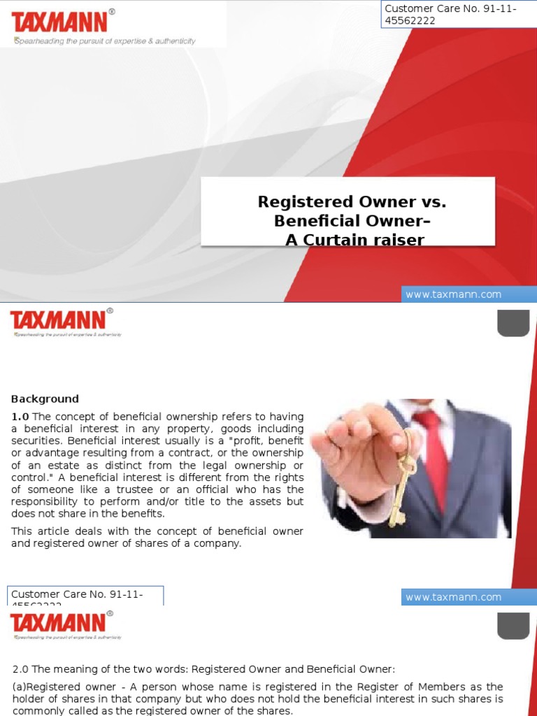 Registered vs. Beneficial Owner Explained | PDF | Ownership ...