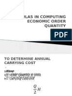 Formulas in Computing Economic Order Quantity