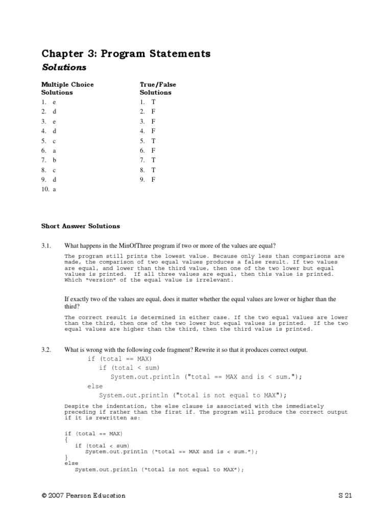 Chapter 3: Program Statements: Solutions | PDF | Image Scanner ...