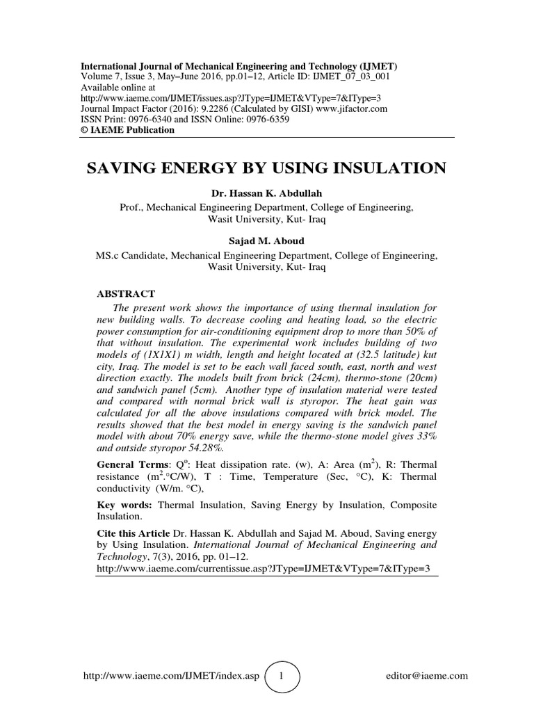 Saving Energy by Using Insulation | PDF | Building Insulation | Thermal ...