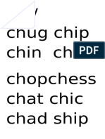 CH/ Chug Chip Chin Chill Chopchess Chat Chic Chad Ship