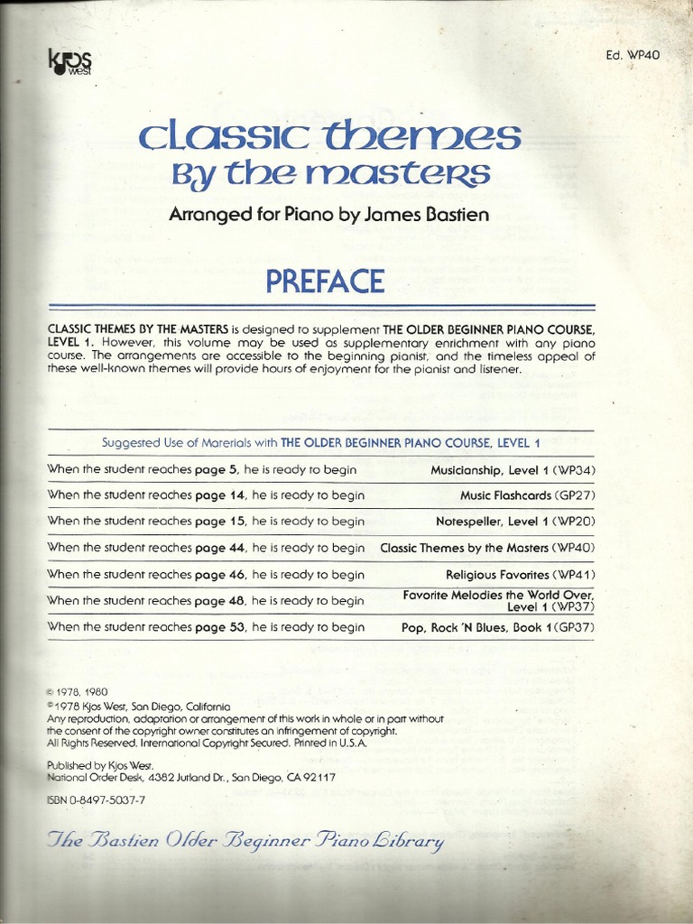 Libro Bastien Classic Themes By The Masters - Per Pianoforte, In Lingua Inglese - Foto 8